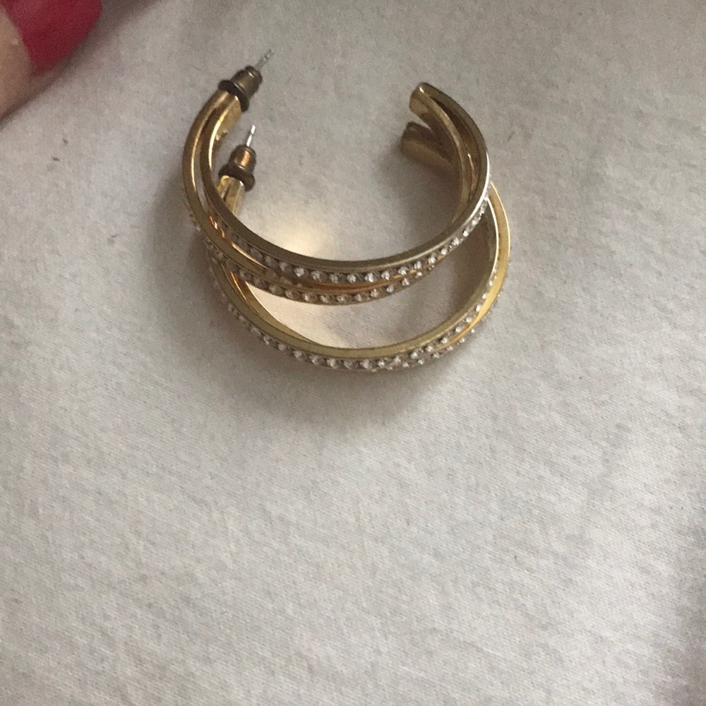 Swarovski gold plated  hoop earrings